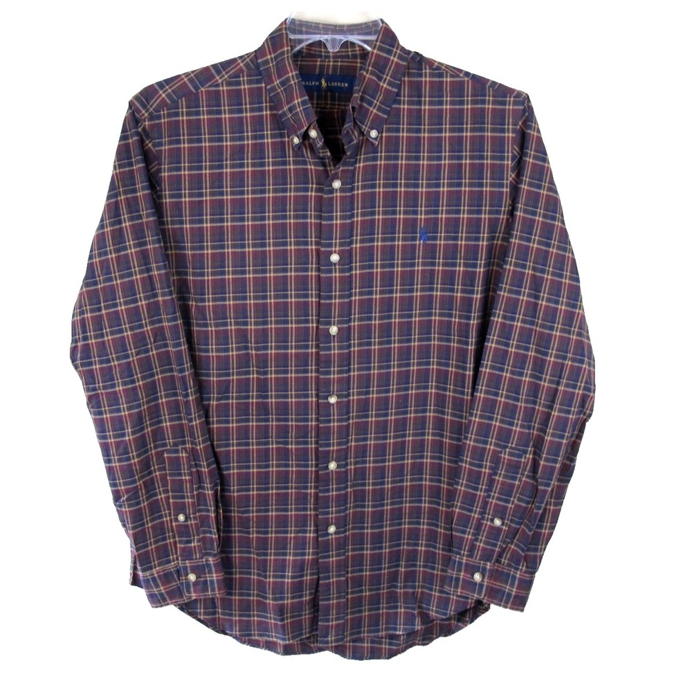 Ralph Lauren Long Sleeve Button Down Shirt Men's Medium Cotton Plaid